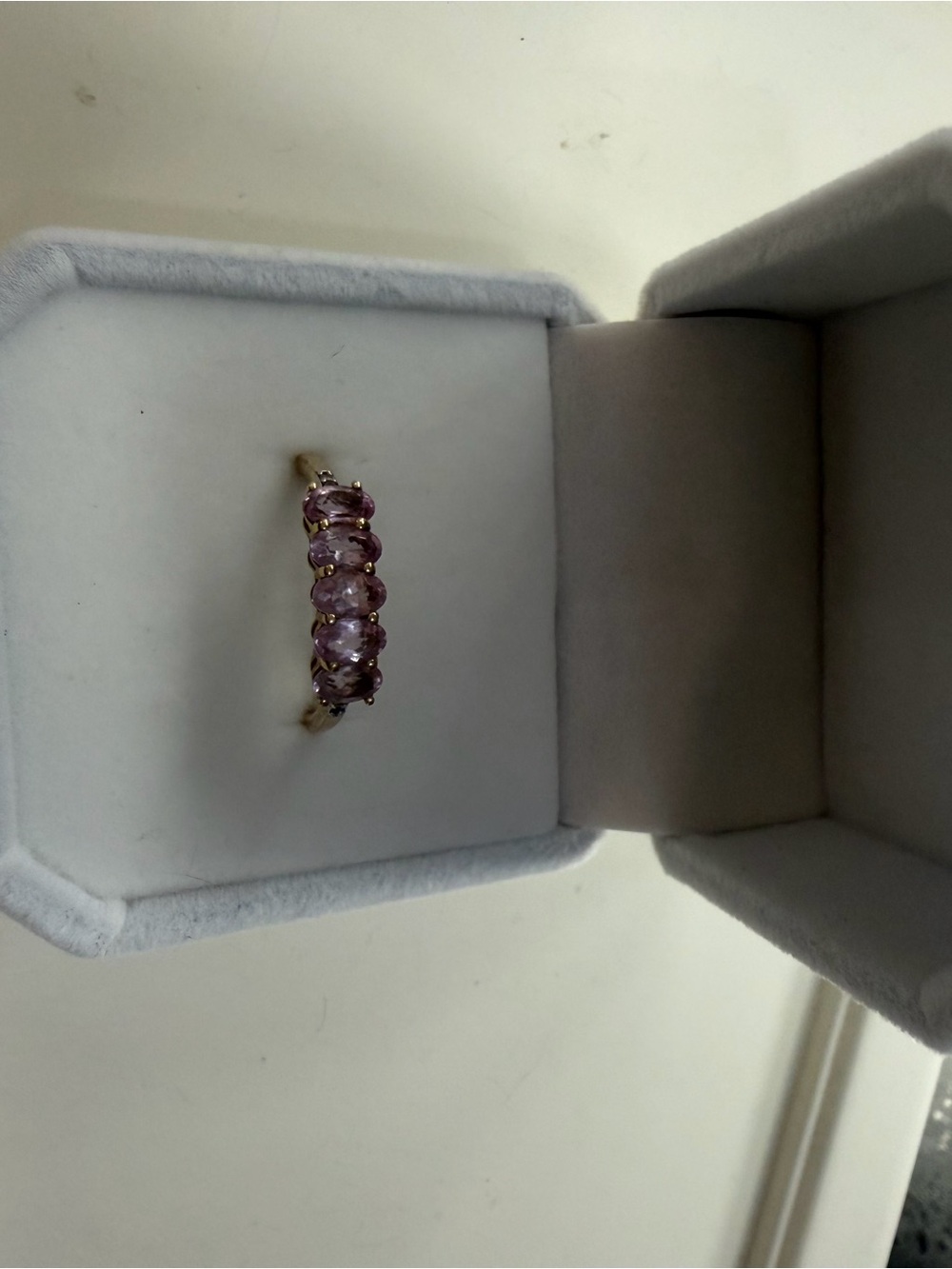 9k Yellow Gold Pink Sapphire Diamond Ring